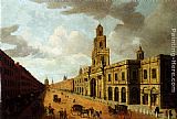 Cathedral Canvas Paintings - View Of The Royal Exchange, Cornhill, St Paul's Cathedral Beyond
